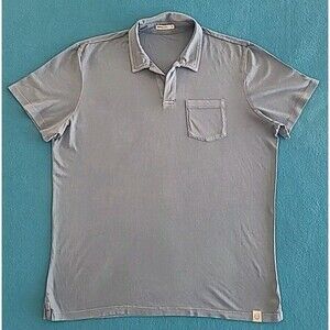 Marine Layer Space Dye Blue Short Sleeve Polo Shirt Men's Size Medium
